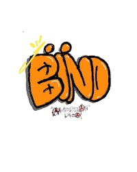 a drawing of the word bind on a white background